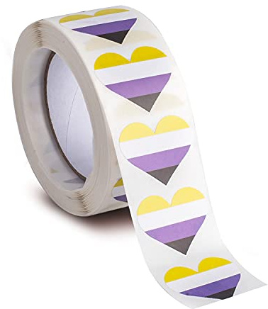 500er-Pack Non-Binary-Herz-Sticker für LGBTQ-Pride-Paraden und Events
