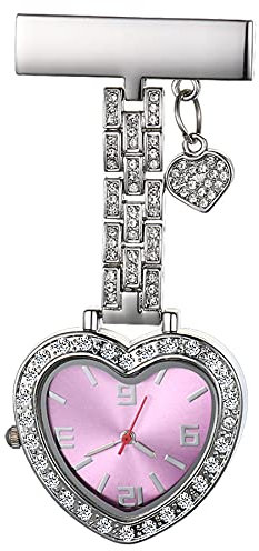 Silverora Personalisierte Krankenschwesteruhr Nurse Watch mit Name Herz Schwesteruhr Quarz Clip-on Taschenuhren für Arzt Medizinische Uhr Sanitäter Geschenk