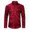 HISDERN Herren Seide Blumen Muster Hemd Langarm Weinrot Paisley Satin Hemden Jacquard Freizeithemd für Hochzeit Regular Fit XL