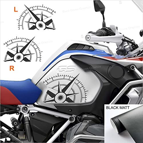 2pz Adesivi Compatibili con Fiancate Serbatoio Motorrad R 1200 1250 GS Adventure LC (nero opaco)