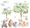 Grandora Waldtiere Wandtattoo für Kinderzimmer Baby Wandsticker Baum DL802-2