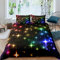ZAHOCAI Bettwäsche-Set 135x200 cm Schwarzlicht + 2 Kopfkissenbezug 80x80 cm - Modernes Design mit Reißverschluss und 3 Stück Mikrofaser-Set