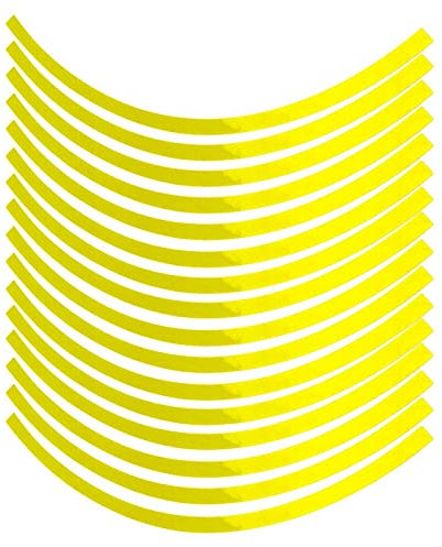 Ejoyous Felgenrandaufkleber Komplettset von 16 bis 19 Zoll für Felgen Motorrad Auto Fahrrad Sport Design(Gelb)