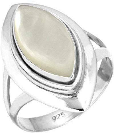 Jeweloporium Weiß Real Perlmutt 925 Silber Ringe für Damen Edelstein viktorianisch Silber Ringe Größe 56(17.8) Jubiläum - Geschenk Handgefertigt Schmuck