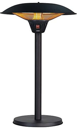 Zanussi ZTTPTH5 2.1KW, IP44 Rated, 80 cm High Outdoor Black Table Top Electric Garden Patio Heater with 3 Heat Settings, Halogen Heating Element, Manual Controls, 1.8 metre Power Cord & Weighted Base