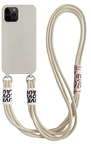 Emlivi Handykette Hülle für iPhone 11 Pro Max Necklace Handyhülle Nylon Schultergurt Liquid Silikon Cover mit Kordel zum Umhängen Schutzhülle mit Stylische Band Case für iPhone 11 Pro Max, Weiß
