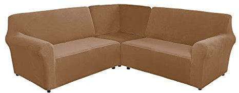 Sofabezug L Form Stretch Sofabezug aus Samt für 5 Sitzer Ecksofa, Anti Rutsch Sofa Überzug L Form Dicker weicher waschbarer Möbelschutz
