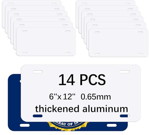 14 Pack Sublimation License Plate Blanks 6X12 X0.65mm Metal Aluminum Automotive Front License Plate Tag
