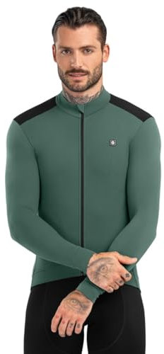 SIROKO - Langärmeliges Thermo-Radtrikot SRX M4 Volta - M - Armeegrün/Schwarz
