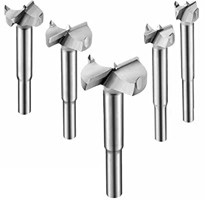 5tlg Forstnerbohrer Satz, Forstner Bohrer-Set mit Zentrierspitze Ø35-60mm, Forstner, Holzbohrer, Profillochgruppe Mehrzweckbohrer für Hartholz Kunststoff