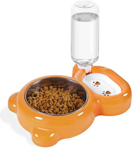 Dog Bowls, Cat Food and Water Bowl Set with Water Dispenser and Stainless Steel Bowl for Cats and Small Dogs