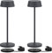 Klighten 2 Stück Dimmbare LED Akku Tischlampe Kabellos, Touch Metall Aluminium Akkubetrieben Tischleuchte IP54 Wiederaufladbar für Schlafzimmer, Restaurant, Warmweiß 3000K,Anthrazit