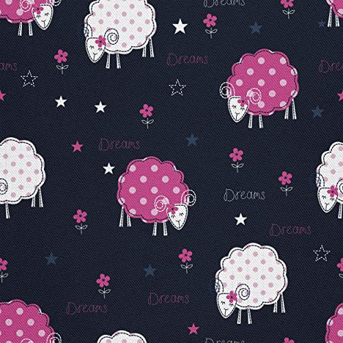 HEKO PANELS Stoff Oxford Wasserdichte Meterware Canvas-Stoff Polyester Stoff Zum Nähen Nähstoffe Möbelstoffe Dekostoffe Wasserabweisend Blickdicht Kinder Schafe Gepunktet 1 Meter 155 x 100 cm