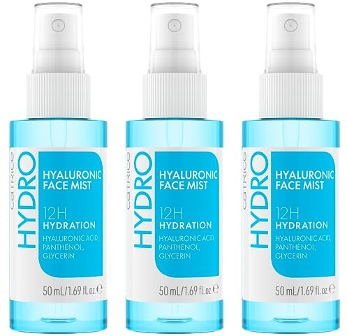 Catrice Hydro Hyaluronic Face Mist, Fixierspray, Transparent, feuchtigkeitsspendend, pflegend, natürlich, für sensible Haut, vegan, ölfrei, ohne Parabene, ohne Mikroplastikpartikel, 3er Pack (3x50ml)