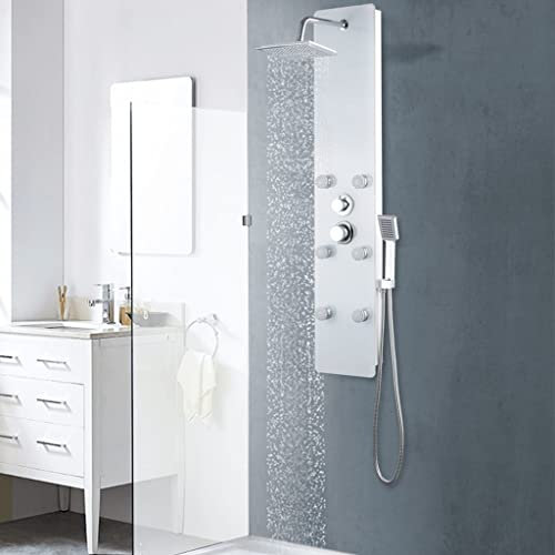 INLIFE Duschpaneel Glas 25×44,6×130 cm Weiß,12.4kg,142992