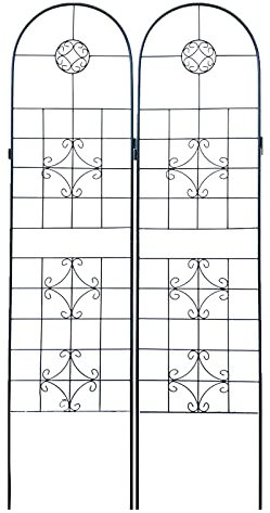 235 X 50 cm Metall-Pflanzenspalier, Kletterrosen-Gartenspalier, Pflanzenstäbe, Rostfreies Schwarzes Eisen-Gartenspalier, Geeignet Für Balkon, Terrasse, 2 Stücke