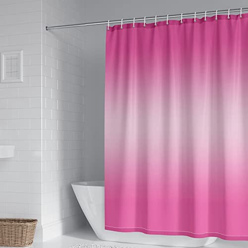 Duschrollo für Badewanne, Duschvorhang Extra Lang Polyester Farbverlauf Rosa Stilvoller Duschvorhang 165X180cm