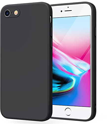 Wanme Hülle für iPhone SE 3/2 (Modello 2022/2020), iPhone 8/7 Hülle, Ultradünne Weiche Flüssigsilikon Hülle, Vollständige Schutzhülle Handyhülle für iPhone 8/7/SE (Schwarz)