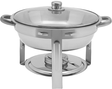 YISSALE Chafing Dish Buffet Set Runde Edelstahl Warmhaltebehälter mit Glas-Sichtdeckel 5 Qt für Catering Buffet Und Party