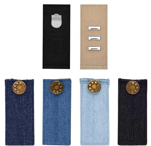 BELEFU Elastische Bundverlängerungen, Taillenverlängerung mit Metallhaken, verstellbare Jeanshosen, Knopfverlängerungen für Damen und Herren, Schwangerschaft, Umstandshosen, Kleid, Shorts, Röcke, 6