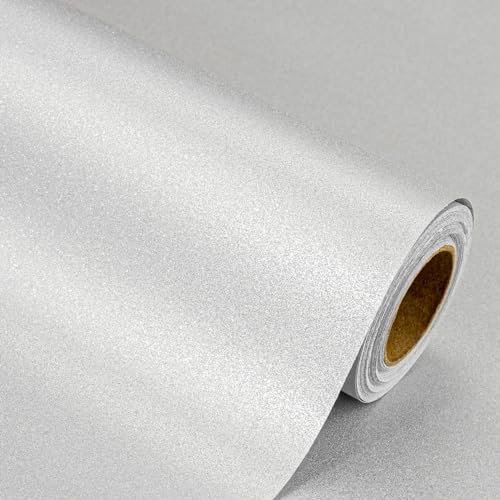 Geschenkpapier mit silbernem Glitzer, 43,2 cm x 10,2 m, glitzerndes und schimmerndes Design, 1 Rollen: 46,8 m², perfekt für Babyparty, Geburtstagsfeier, Valentinstag und Brautparty