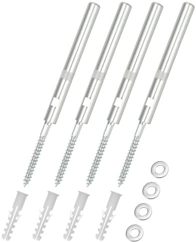 QWORK® set di 4 reggimensola a parete invisibili Ø12x120mm, supporto mensola in acciaio con rondelle e tasselli muro - portata 20kg