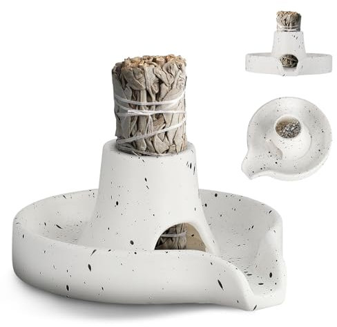 Ceramics Incense Burner Holder, Sage Holder Smudge Stick Burner Bowl for Burning, Incense Holder for Sticks, Candle Holder, White Sage Bundle Smudge Bowl Holder