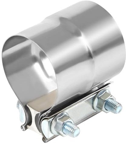 Godimg Abrazadera de escape de 2.5 pulgadas (63.5mm), banda de escape de junta solapada, reparación de tubería de acero inoxidable 304, plata