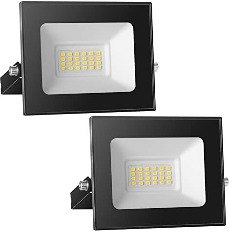 Royana 12V 20W Projecteur LED Extérieur: IP65 Etanche 3000K Eclairage de Sécurité pour Patio, Terrasse, Jardin, Garage(2pcs)