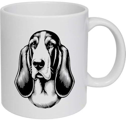 Azeeda 11oz (320ml) 'Basset Hound' Ceramic Mug/Cup (MG00078341)