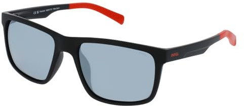 INVU Sonnenbrille IA22417C Schwarz Rot Herren Erwachsene Polarisierte Gläser Silber verspiegelt