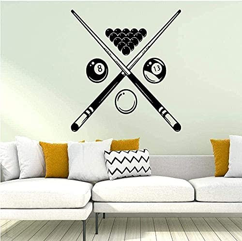 NIURUNDONG Autocollant Mural Amovible Vinyle Noir Queues de Piscine Boules Décor Salle Billard Déco Relaxation Divertissement Atmosphère 42x46cm