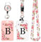 2 Pack Porta Badge con Lettere A-Z, Cordino Rimovibile e Clip Retrattile, Porta badge da collo personalizzato per donne infermiere insegnanti studenti Ufficio (B)