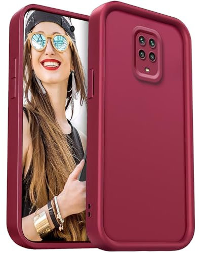 DESSEN Cover per Xiaomi Redmi Note 9S / Redmi Note 9 Pro - Silicone Custodia Antiurto Protezione Fotocamera Case Antishock Morbida TPU Bumper Resistente, Vino Rosso