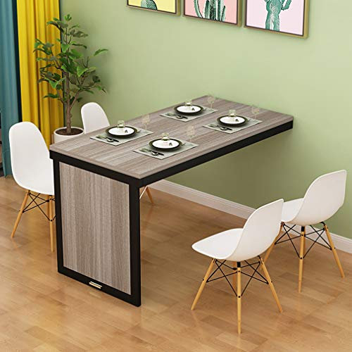 Scrivania fluttuante da parete in legno massello, con barra convertibile, multifunzione, tavolo da pranzo per cucina, banco da lavoro e scrivania da studio, include accessori (nero, 90 x 40 x 75 cm)