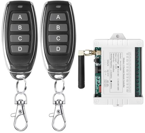 Interruttore radio a 4 canali, 12 V, ad alta sensibilità, telecomando universale, Dc 12 V, 24 V, 36 V, telecomando per lampada, porta del garage, motore, moto, allarme antifurto ecc