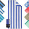 ZENACROSS - Strandhantuch 90x180cm - Mikrofaser Handtuch Groß - Schnelltrocknend - Microfaser Badetuch Sandfrei - Leichtes und Kompaktes Strandtuch - Weiß & Blau