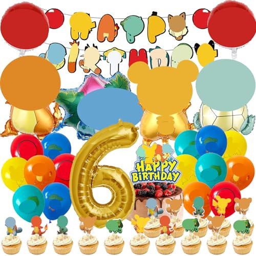 MODEQQ 48 Stück Geburtstagsdeko 6 Jahre Junge Mädchen, Luftballons Geburtstag Party Set, Ballons Set für Kindergeburtstag Party Deko (6)