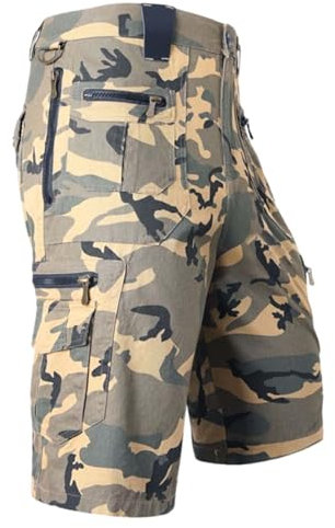 3/4 Hose Herren Cargo Shorts Männer Bermuda Shorts Multi Taschen Sommer Kurze Hose Baumwolle Arbeitshose Gummibund Lässig Leichte Cargo Sporthose Arbeitshosen Männer Kurz Wanderhose