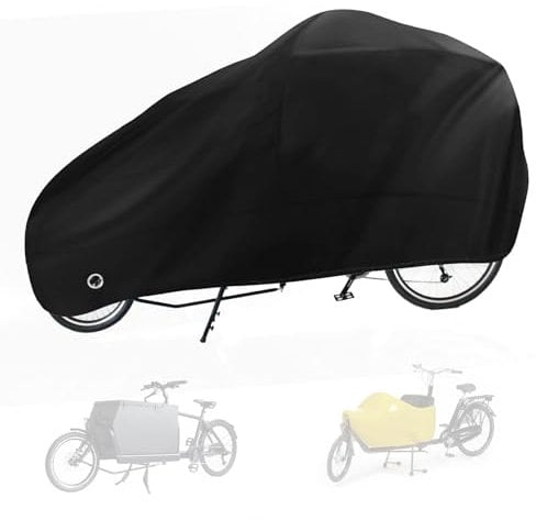 Housse pour Vélo Cargo, 270x100x75 cm Bâche 420D Imperméable Protection UV Coupe-Vent Résistante aux Intempéries Abri Universel pour Vélos Cargo