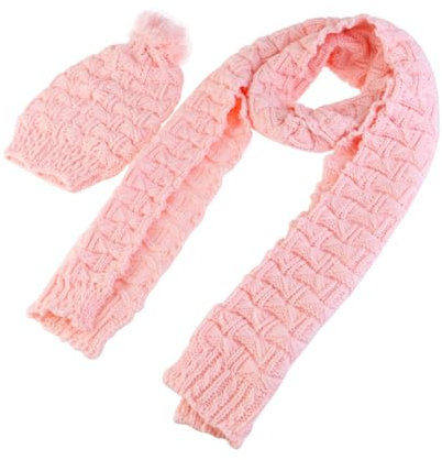 Ipetboom Strickschal Mütze Helles Rosa Warm Gemütlich Stylisch für Kalte Jede Hochwertige Verarbeitung Komfort