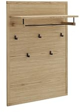 Garderobenpaneel >Araya< aus teilmassiver Wildeiche und furniertem Holzwerkstoff, mit 5 Haken, 1 Kleiderstange, 1 Ablageboden, FSC Mix, geölt, modernes Design in Holzoptik