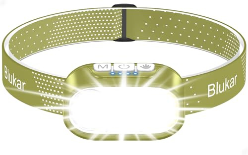 Blukar Linterna Frontal Temperatura de Color Dual, Super Brillante Recargable Linterna Cabeza,12 Modos, Atenuación Continua, Impermeable y 30 Horas de Autonomía para Cortes de Energía/Acampar/Correr