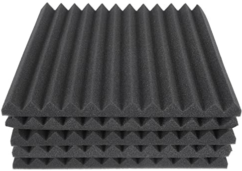 Schallabsorbierende Platte 12 Stück Schwarz für Akustikbereiche | Polyurethan Schaum, Leichtes Material zur Dämpfung, Geeignet für Übungsräume und Klavierzimmer