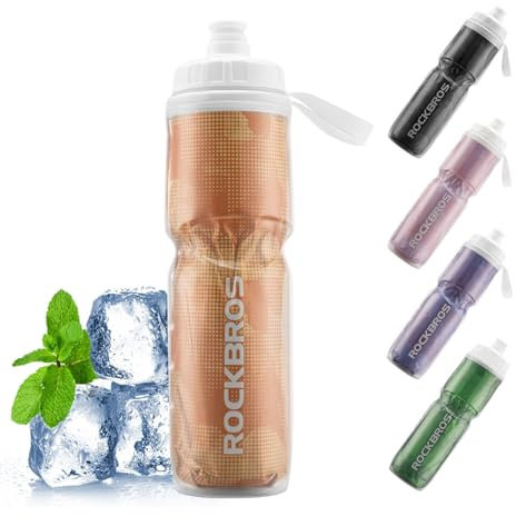ROCKBROS Fahrrad Trinkflasche 670ML, Auslaufsicher BPA-frei Leicht Roubust | Wasserflasche Einhandbedienung, Sportflasche für Fahrrad Training Wandern Orange