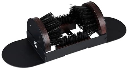 Relaxdays shoe scraper with all-round brushes, outdoor doormat, sturdy bristles, floor mounting, black/brown