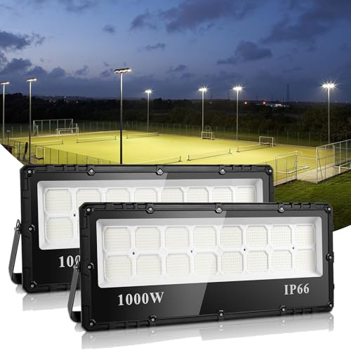 Bellanny LED Strahler 1000W 100000LM Fluter Flutlicht Außenstrahler - 2Pcs 6500K Kaltweiß Superhell Scheinwerfer Wandleuchte, IP65 Wasserfest Innen- Außenbeleuchtung für Garten Hof Garage Hotel Rasen