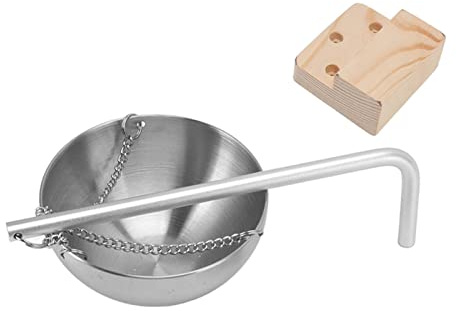 JTLB Sauna Aromatherapie Ölschale Schwingarm Stabile Edelstahlschale für Saunaraum Hängende Aromatherapie Ölbecher mit Holzblock (S)