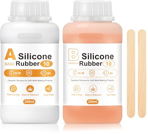 SHOPPGO Silikon Kautschuk Flüssig 1:1, Silicone Mold, Silikon Zum Gießen, Shore A 10, Silikon Gießen, Verwendet für Formenbau, Gießen, Basteln, Schmuck, 500g