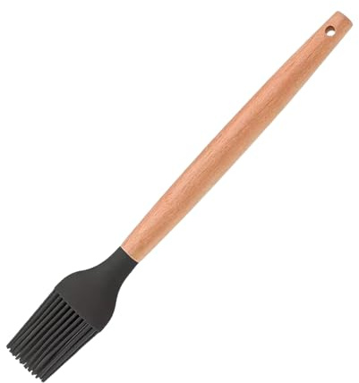 Silicone Pastry Brush with Bamboo Handle – BPA Free Heat Resistant up to 200 Degrees Celsius Removable Head for Easy Cleaning – Ideal for Baking Grilling and Basting 20 Centimeters Long